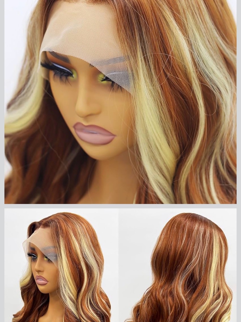 Honey Brown with Blonde Highlights Lace Front Wig - Unbranded